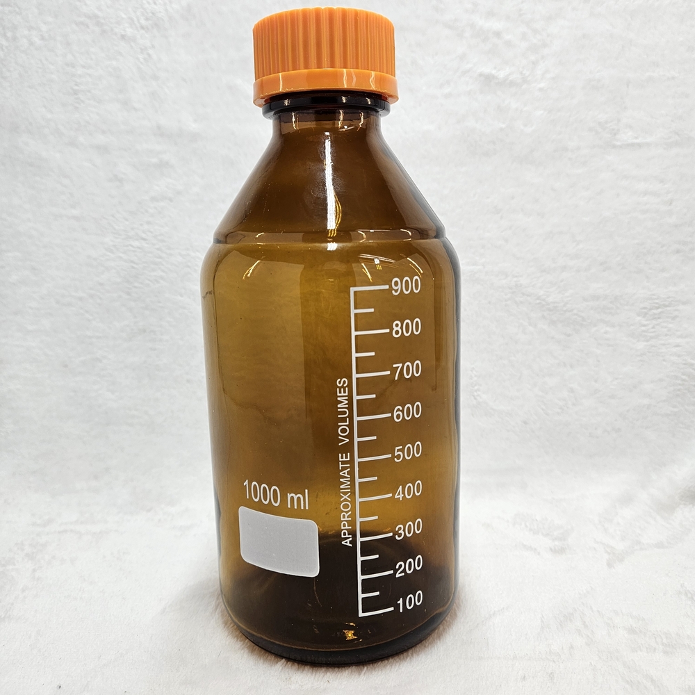 2x Amber Borosilicate Glass Lab Bottles 1000mL GL45 Screw Caps